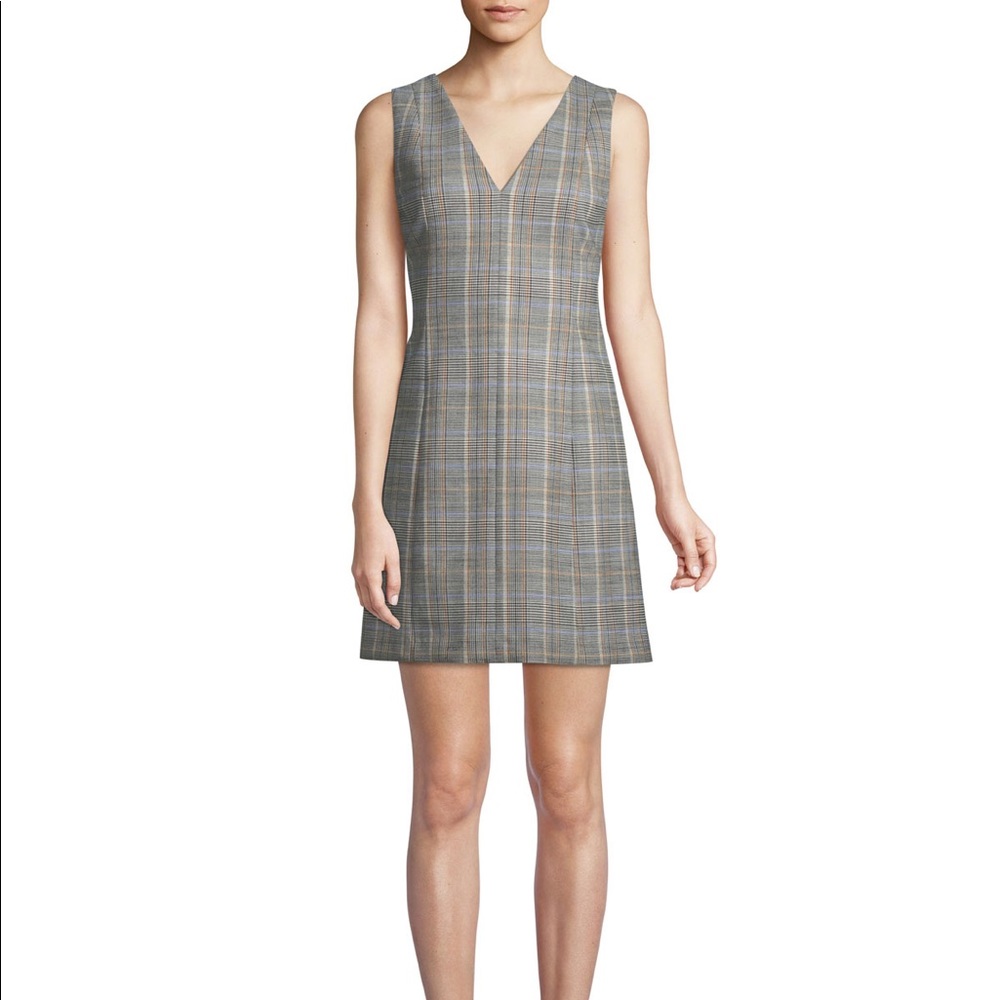 Plaid V-neck Theory Wool Dress